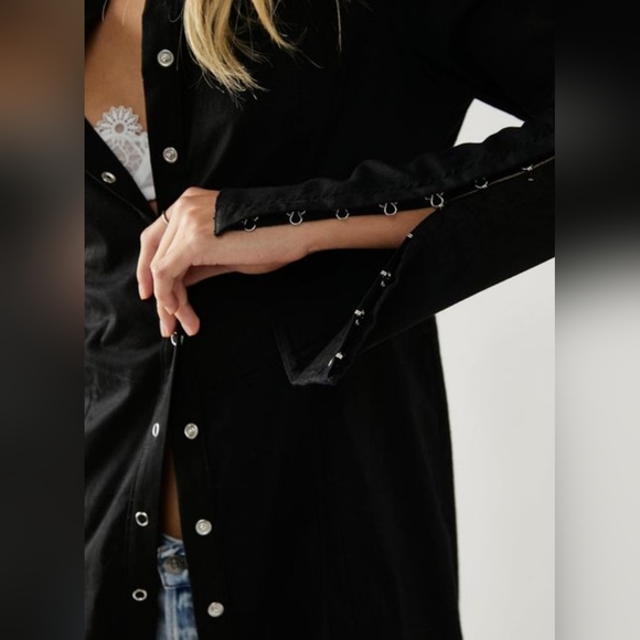 FREE PEOPLE THEA MINI DRESS IN BLACK - Picture 2 of 7